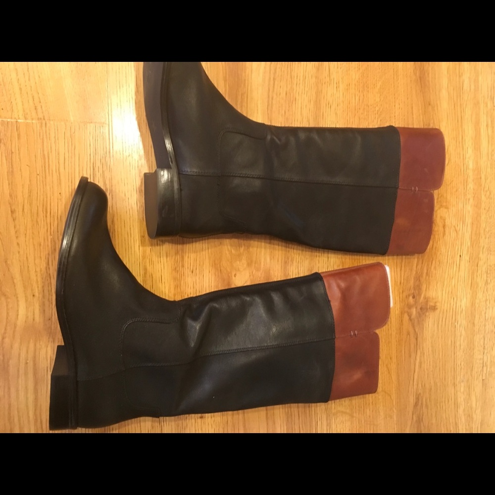 Leather slip on boots